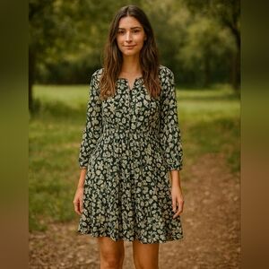 Casual Long Sleeve Patterned Dress